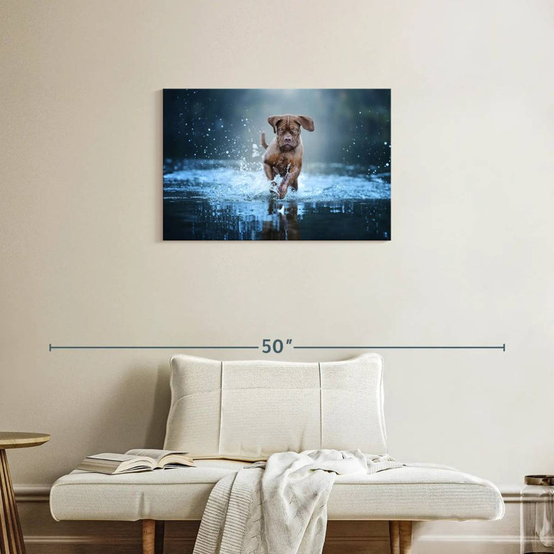 Brampt éclaboussant un mastiff, H 20 po x l 30 po