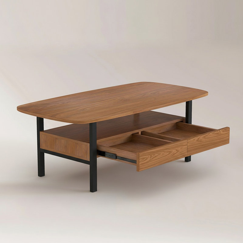 Table basse 47,2 "en bois avec rangement de tiroir et pieds en métal pour le salon