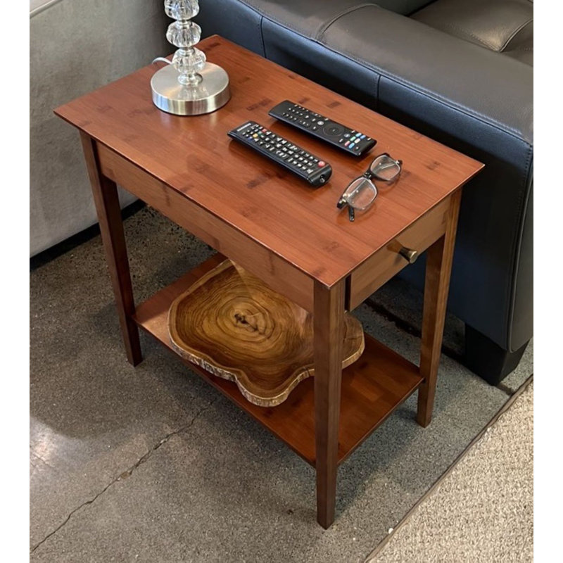 Table de bout en bois massif avec rangement Amreece, Acajou