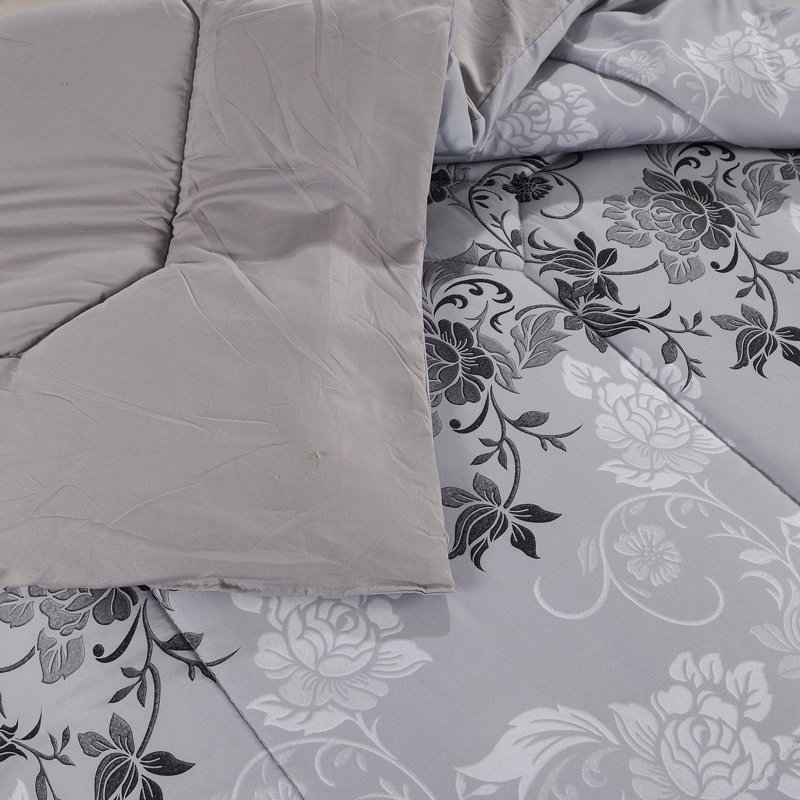 Printed Bedspreads 3 Piece Trendy Silver Comforter Bed Throw with Matching Pillow Shams, Single Bedspread + 2 Standard Shams