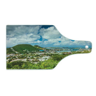 Ambesonne Dutch Tempered Glass Cutting Board Photo of Philipsburg City Multicolor