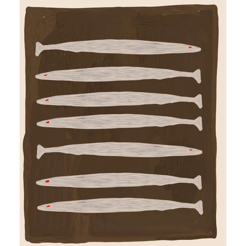 Seven White Fish Pattern by Josie George — Animal Wall Art, 16 × 24, Wrapped Canvas, Does Not Apply
