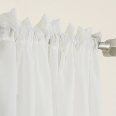 Casarez 100% Polyester Sheer Voile Solid Color Curtain Panel with Rod Pocket Top