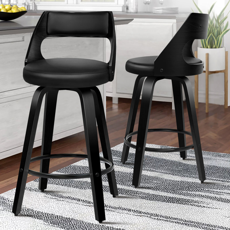 Strine Swivel Bar Stool, All Black