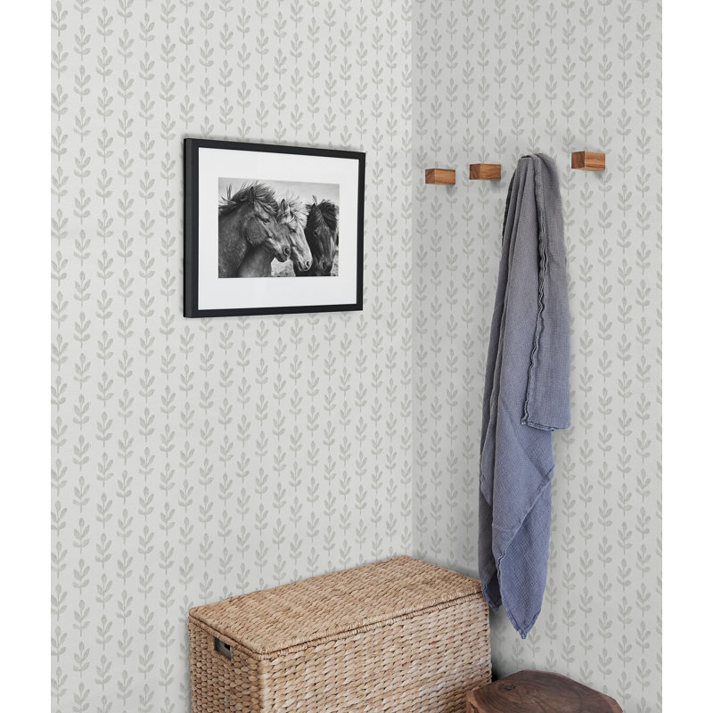 Rouleau de papier peint Annemari Whiskers Leaf L 33 pi x l 20,5 po, Gris pâle