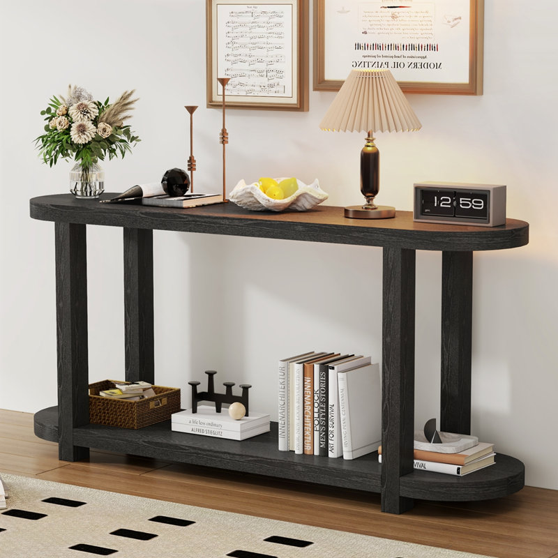 Table d'entrée moderne en placage de frêne minimaliste, Noir