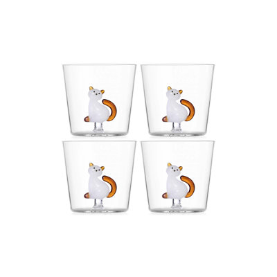 Tabby Cat - Tumbler White Cat With Amber Tail 11.8 Oz
