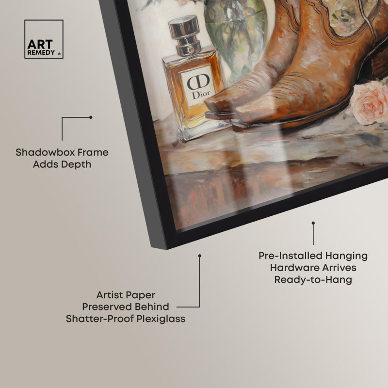 «Delicate Floral Bottles Shadowbox Print» par Art Remedy, Noir, noir, noir, noir, H 16 po x l 11 po