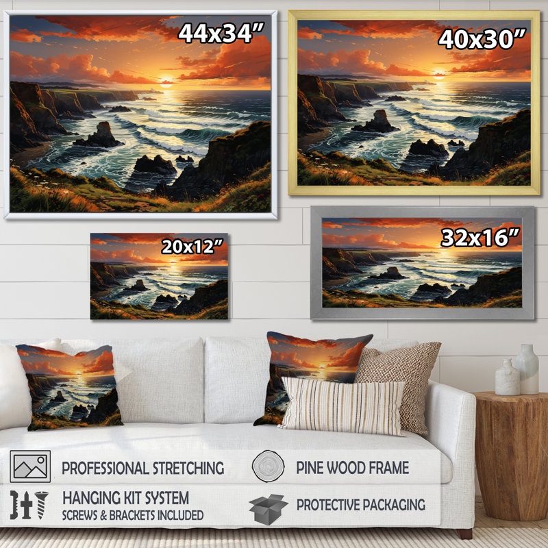 Irlande, coucher de soleil sur le Connemara I, Cadre simple noir, H 12 po x l 20 po x P 1 po