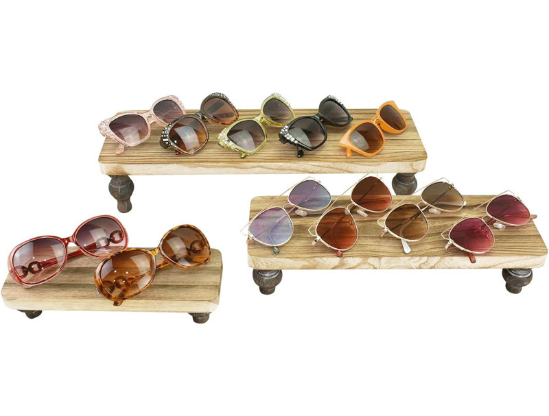 Ensemble de 3 présentoirs en bois, présentoir à dessert en forme de petit gâteau, couleur chêne