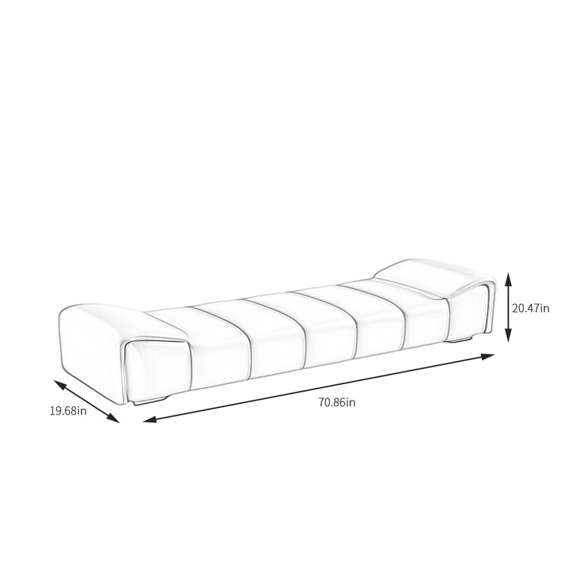 Banc de bout de lit Minimalist Modern, H 20,47 po x l 70,86 po x P 19,68 po, Gris clair / Gris foncé