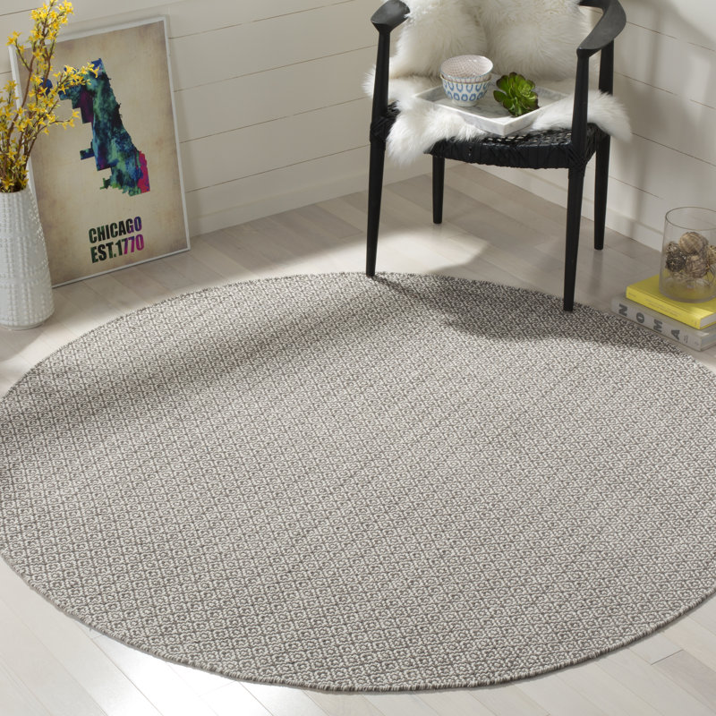 Bester Hand Woven Cotton Geometric Rug, Round 6'