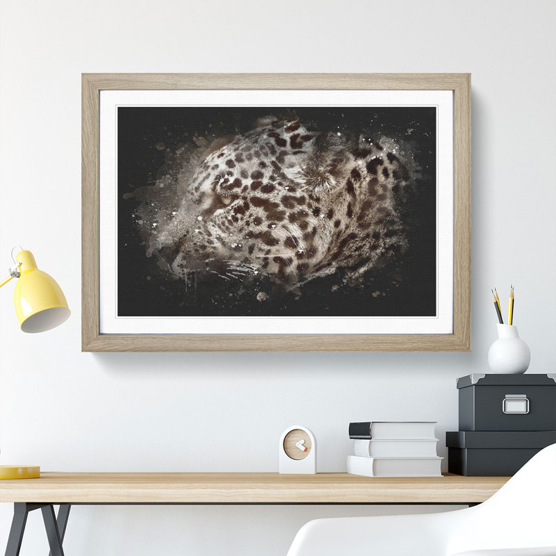 Jaguar - Picture Frame Graphic Art, 65cm H x 90cm W x 2cm D, Oak