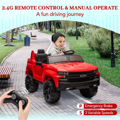 24V Ride On Car Truck Chevrolet Silverado Kids Electric Vehicle 2-Seater Battery Powered With Remote Control