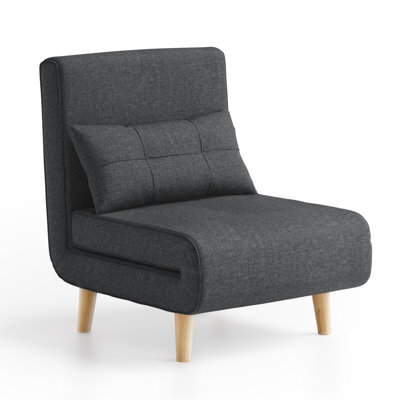 Chaise convertible 3-en-1 avec dossier réglable, fauteuil-lit rembourré avec coussin lombaire, canapé-lit simple multifonctionnel pour le salon et les petits espaces