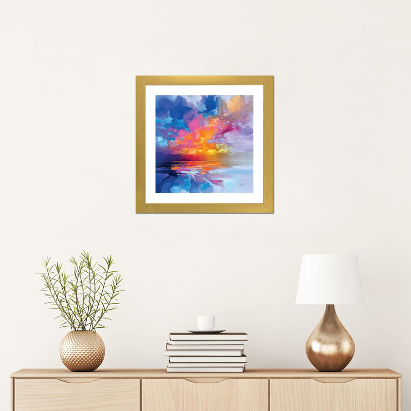 «Skye Sunset Fragments» par Scott Naismith - reproduction d'art, Papier encadré doré, Blanc, H 16 po x l 16 po x p 1 po