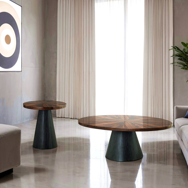 Table basse ovale de style contemporain avec base cylindrique pour le salon