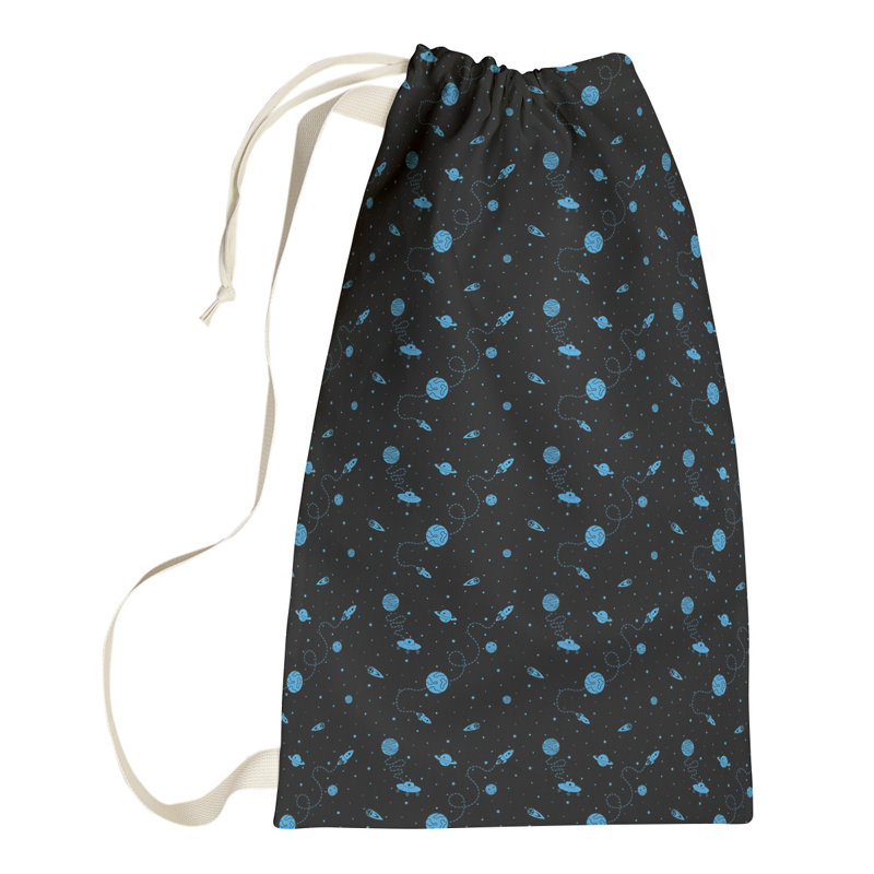 Sac à linge Outer Space, Petit (H 64 po x l 20 po x P 1,5 po), Noir / Bleu