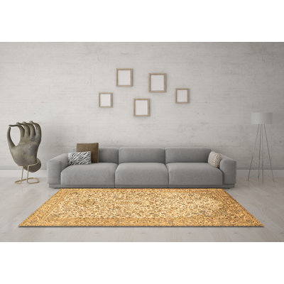Tapis brun traditionnel lavable à la machine 986