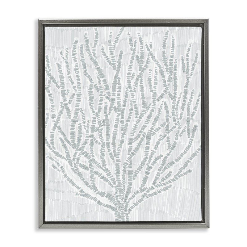 Art mural en toile croisée avec brindilles de corail par Jetty Home, LLC, Cadre flottant gris lustré, H 31 po x l 25 po