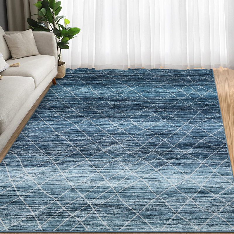 Boho Machine Washable Rug with Rubber Backing for Living Room Geometric Non-Slip Area Rug Indoor Carpet Non-Shedding Rug for Bedroom Dining Room Hallway Kitchen Office Playroom Nursery