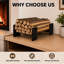 Support de bois de chauffage intérieur, support de bois de chauffage en métal à espacement réglable pour support de cheminée en forme de I, support de bûches portatif extérieur, accessoires de poêles pour la cour, idéal pour les fêtes, barbecue