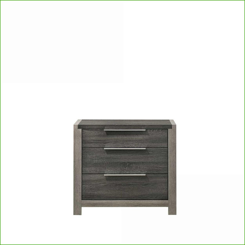 Jehoram Gray Upholstered 3-Drawer Bedroom Nightstand