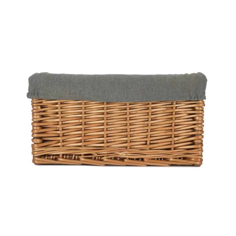 Wicker Lined Storage Basket, 17cm H x 33cm W x 20cm D