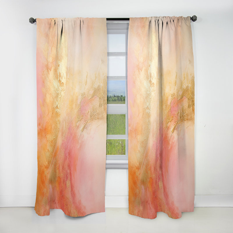 Gold Pink Desert Mirage Spiral III - Spirals Curtain - Velvet Room Darkening - 1 Panel, 52" W x 63" L