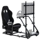 Anman Racing Simulator Cockpit Stand with Seat & TV Stand Fits Thrustmaster Logitech G923 G29 XBox, Not Include Steering wheel & Wheels & Pedals and Shifter Handbrake