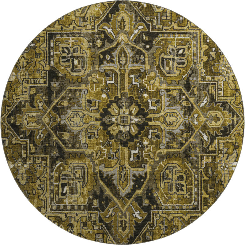 Premium Machine Washable Cerrito AMF570 Brown Rug, Round 8'