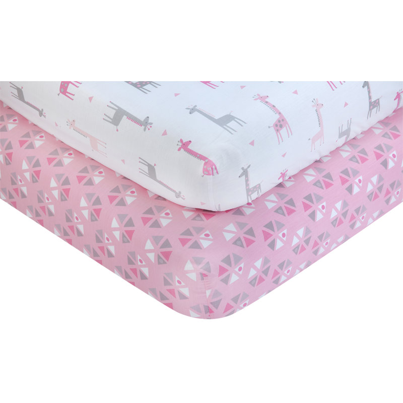 Draps pour lit de bébé ajustable giraffe Stepan, Rose