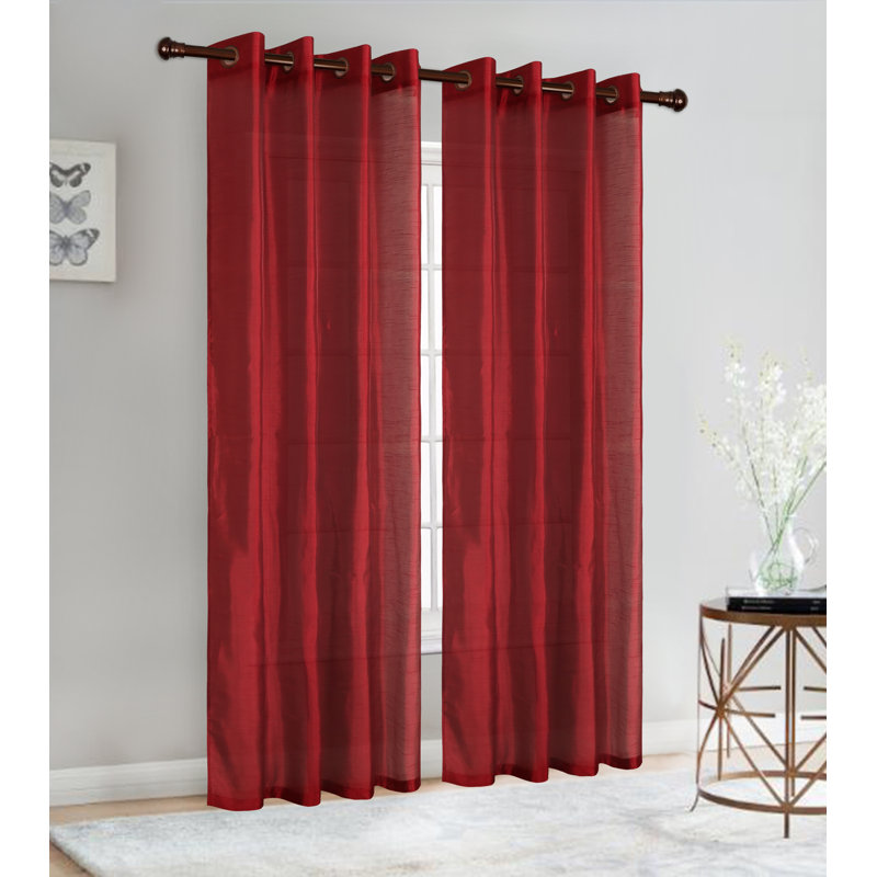 Diredra Polyester Semi-Sheer Curtains, Burgundy