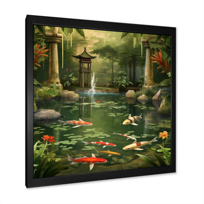Bamboo and Koi Pond Showcase I - Art mural en bambou