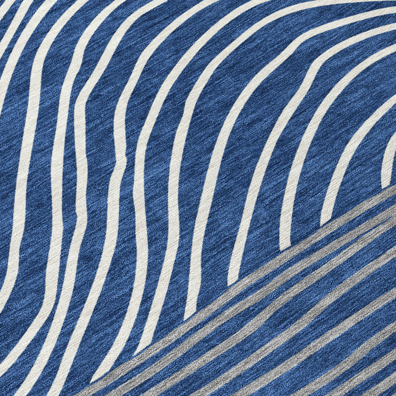 Machine Washable Indoor/Outdoor Bourkelands ACN2350 Stripes Rug, Rectangle 5' x 7'6"
