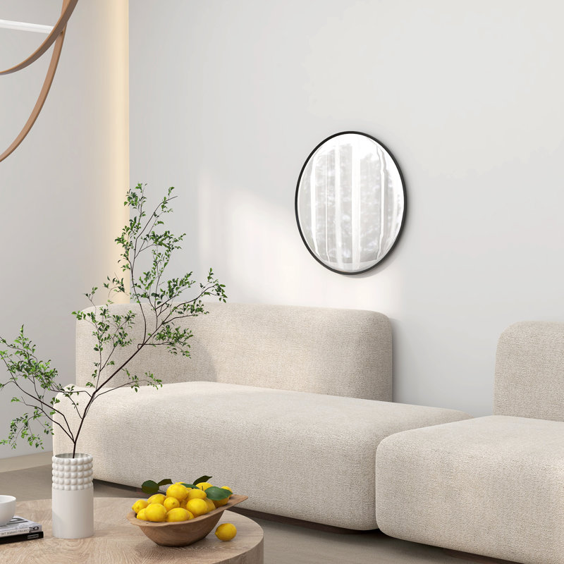 Miroir de salle de bain 24 po pour mur, miroir rond pour salon et chambre à coucher
