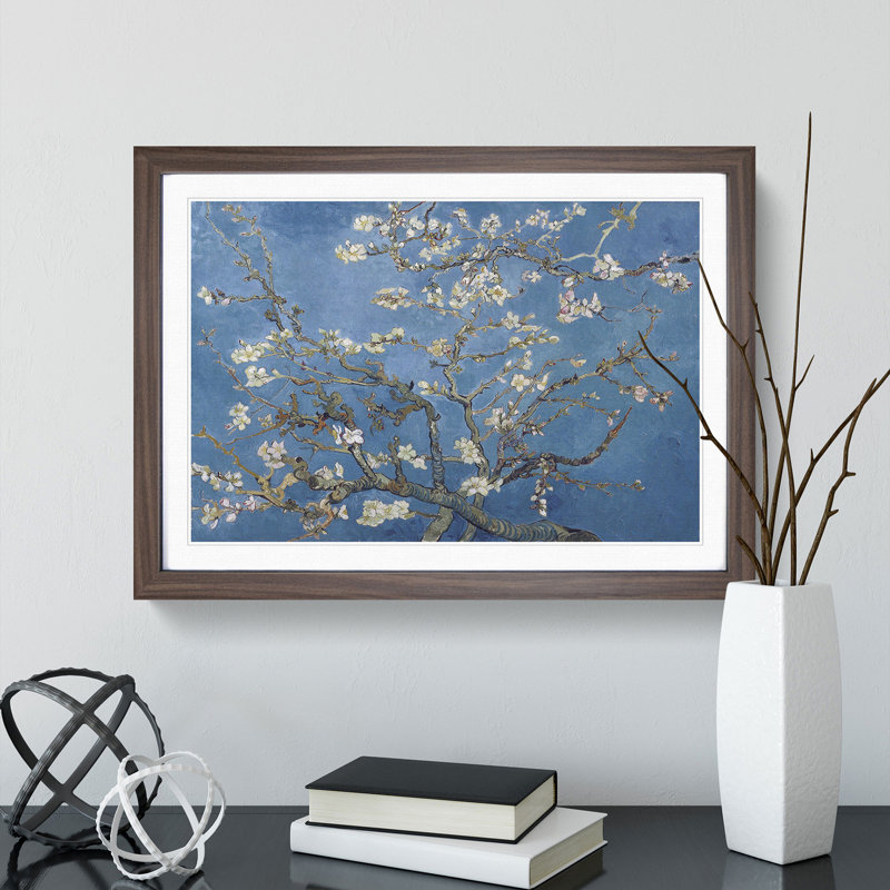Almond Blossom Branches Vol.2 by Vincent Van Gogh - Picture Frame Graphic Art, Walnut Framed, 36cm H x 48cm W x 2cm D