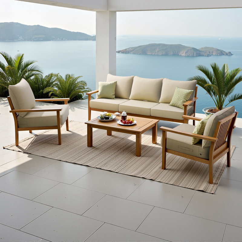 Sunbrella Patio Seat Cushion Set, Beige, 2