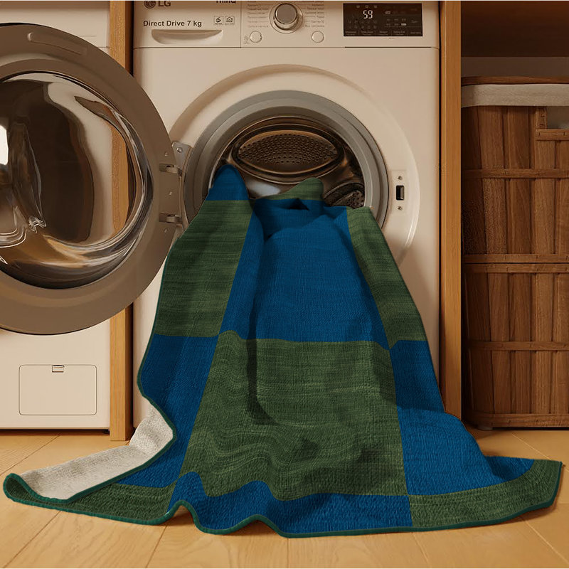 Tapis vert à carreaux lavable à la machine, Tapis de couloir 2 pi x 4 pi