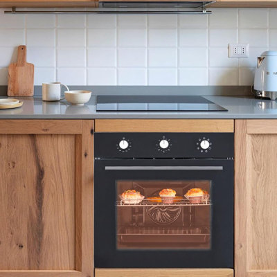 24" Single Wall Oven, 2.5 Cu.Ft 3000W with Air Fry Function, Mechanical Knobs, Black
