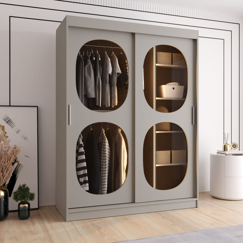 Bahrain 2 Door Manufactured Wood Wardrobe, Cashmere