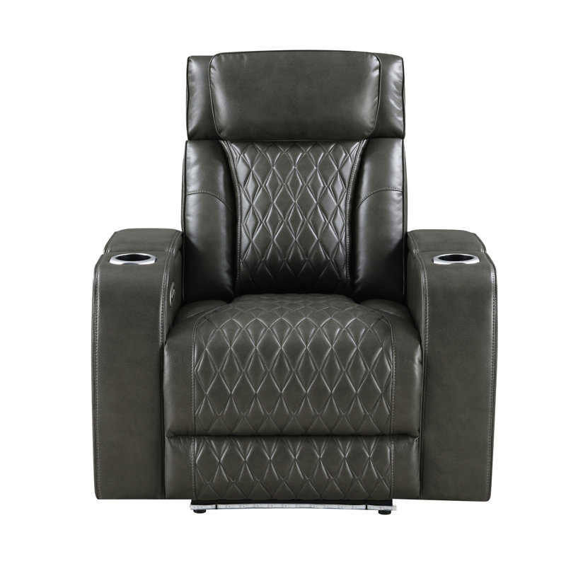 Fauteuil inclinable électrique en cuir synthétique gris foncé Taddeo
