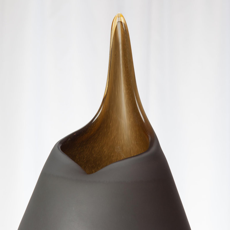 Frosted Vase w/Amber Casing, 18.25" H x 7.25" W x 7.25" D, Gray