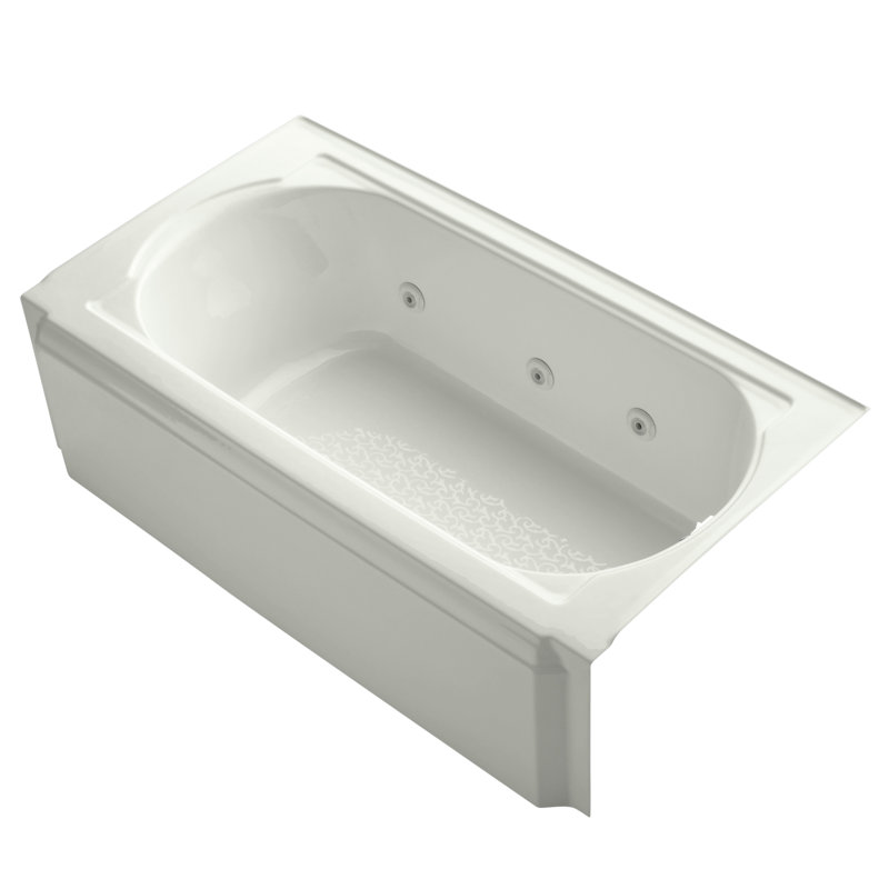 Memoirs 60" x 33.75" Alcove Whirpool Cast Iron Bathtub with Heater, Dune