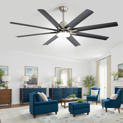 Ventilateur de plafond 66 pouces à profil bas en ABS avec lumières à intensité variable et moteur à courant continu réversible silencieux à 6 vitesses pour l'intérieur