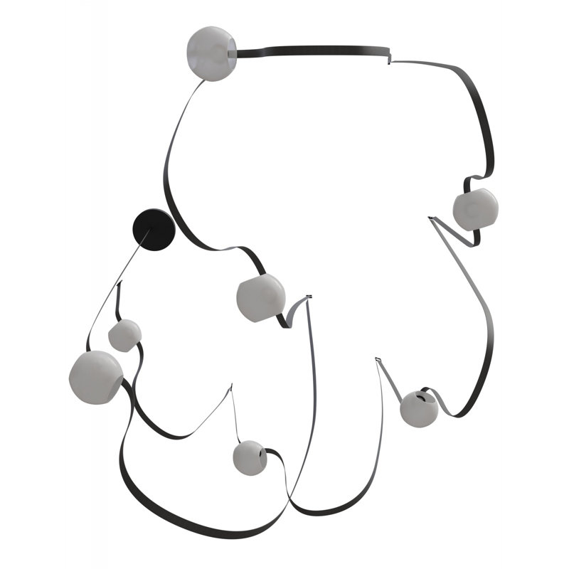 Luminaire suspendu 7 lumières Fremont en verre noir / blanc Fremont, H 826 po, Noir / blanc, 7 lumières