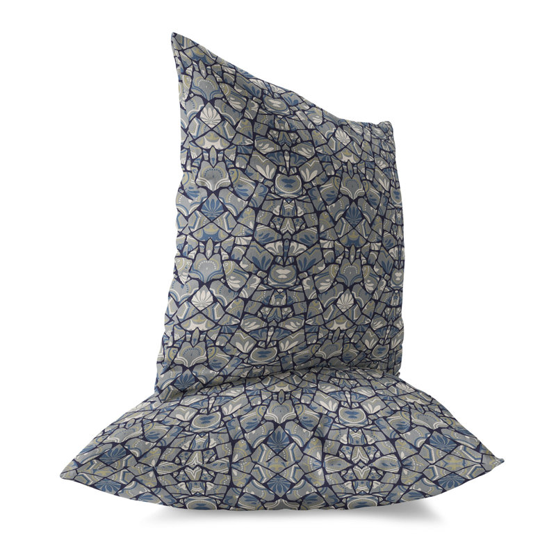 Coussin Wildflower Lagoon, H 20 po x l 20 po, Bleu / jaune / gris