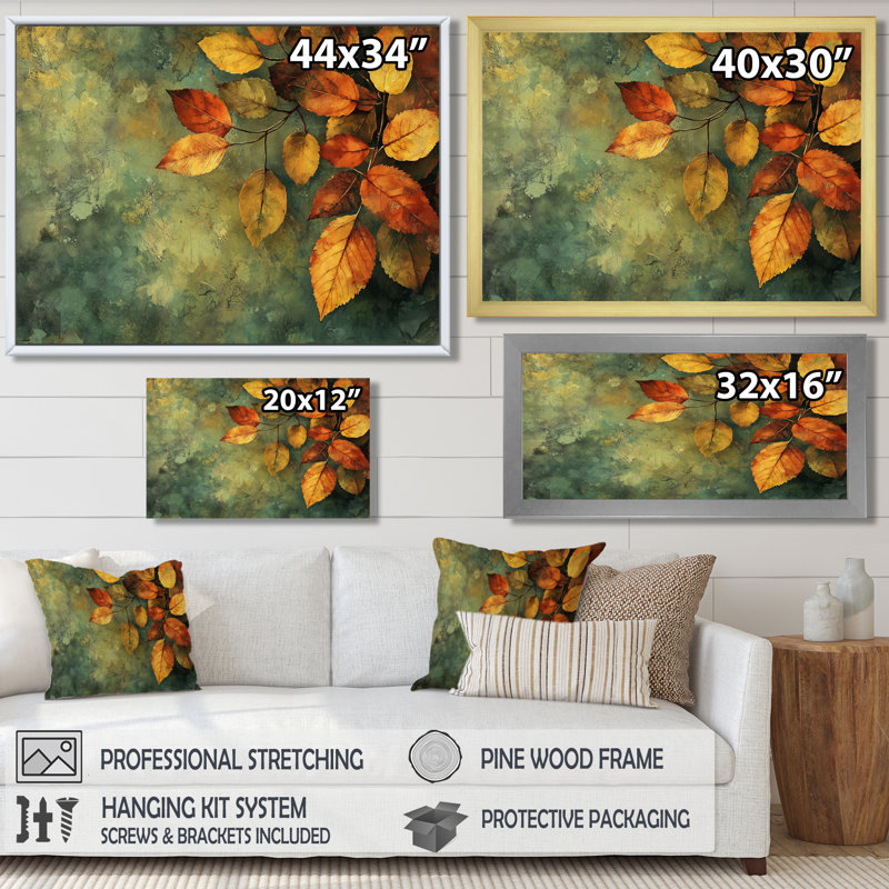 «Leaves Brown Forest Tranquility III - Leaves», impressions encadrées, H 34 po x l 44 po, Blanc