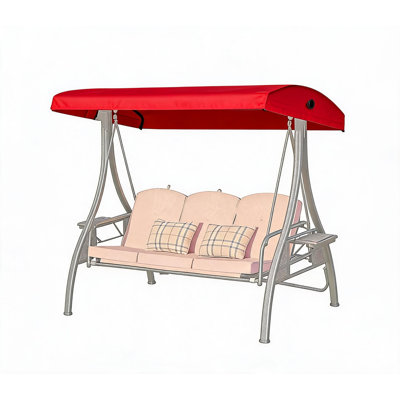 3-Seater Outdoor Swing Replacement Canopy Cover, Sunproof & Rainproof Terrace Swing Top Shelter for Lawn Garden Swing Chair, Size 75.2×47.2×7.9in, Red