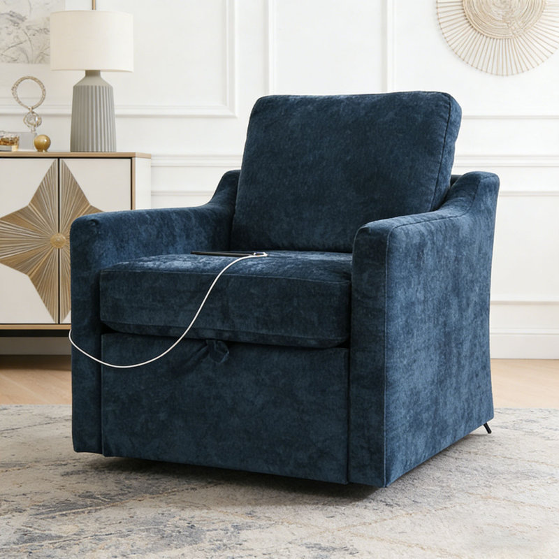 Fauteuil demi-tonneau en chenille, Marine